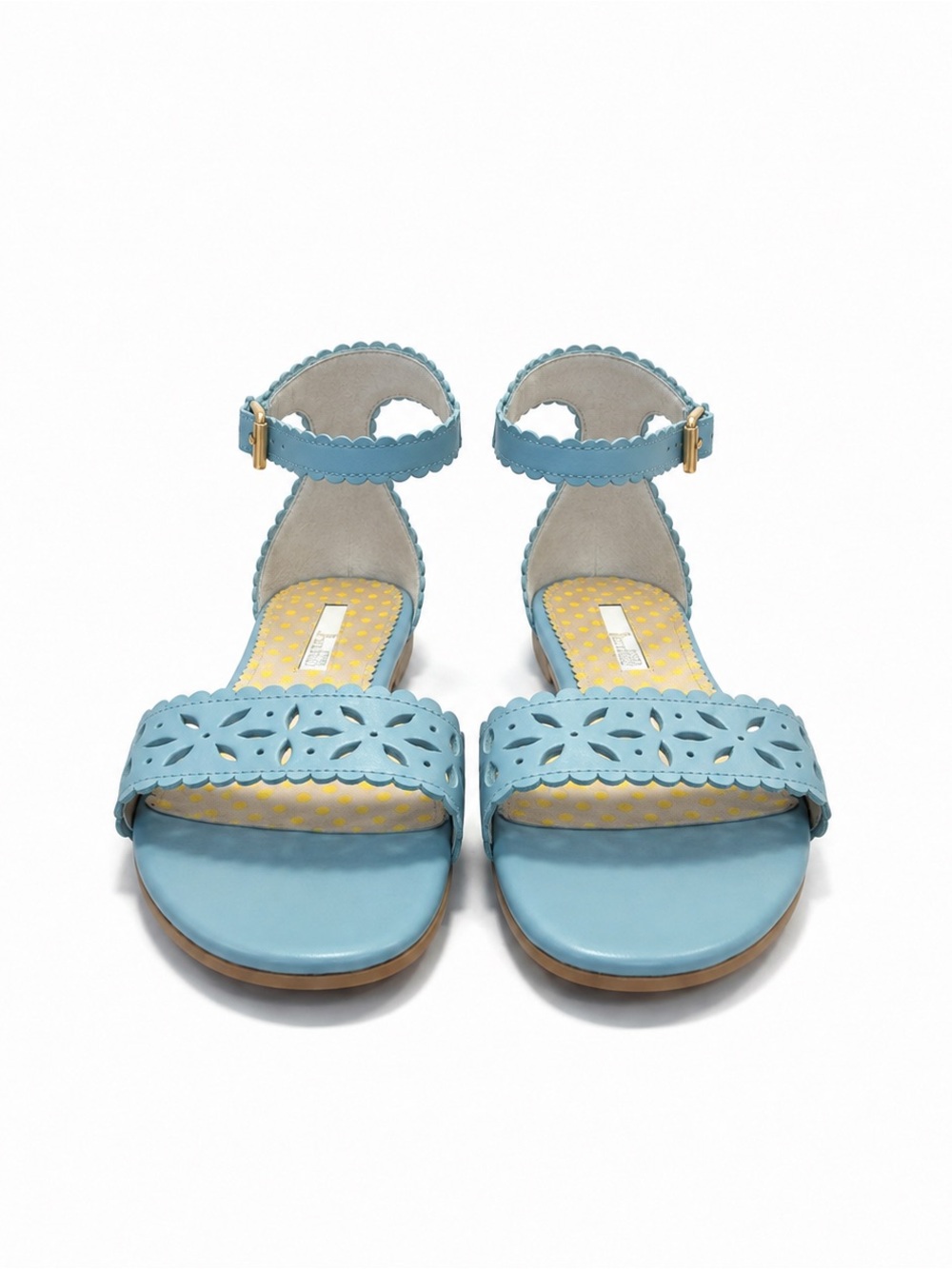 NWOT Boden Powder Blue Scalloped Laser-Cut Ankle-Strap Sandals - Picture 3 of 6
